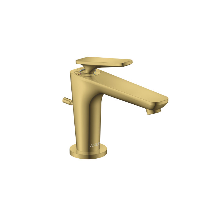 AX Citterio C Jednouchwytowa bateria umywalkowa 90 CoolStart do małych umywalek z kompletem odpływowym z cięgłem, Złoty Optyczny