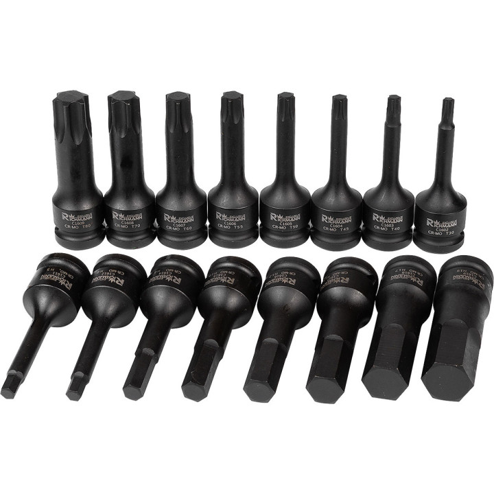 WKŁAD - NASADKI UDAROWE 1/2' 78MM IMBUS H5-H19, TORX T30-T80 16 ELEM. (TACKA C1101 W ZESTAWIE)