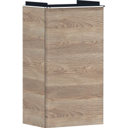 HG Xelu Q Szafka pod małą umywalkę wiszącą z drzwiami prawymi 340/245, Naturalny Dąb, Kolor uchwytów: Chrom