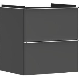 HG Xelu Q Szafka pod umywalkę wiszącą z 2 szufladami 580/475, Szary Diament Matowy, Kolor uchwytów: Chrom