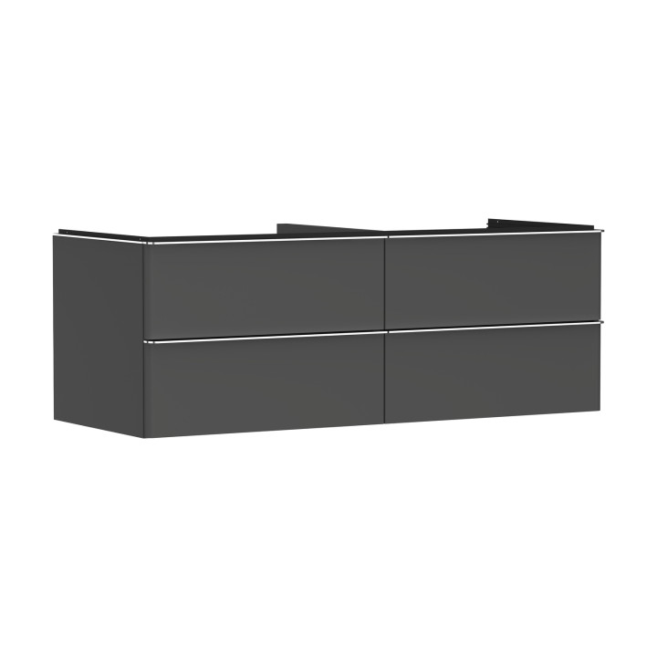 HG Xelu Q Szafka pod umywalkę nablatową z 4 szufladami 1360/550, Szary Diament Matowy, Kolor uchwytów: Chrom