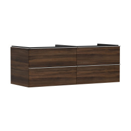HG Xelu Q Szafka pod umywalkę nablatową z 4 szufladami 1360/550, Ciemny Orzech, Kolor uchwytów: Chrom