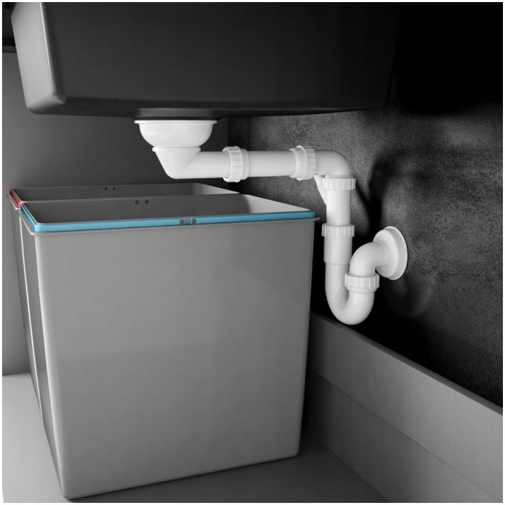SYFON DO ZLEWOZMYWAKA GRANITOWEGO 1.5- I 2-KOMOROWEGO - SPACE-SAvER STAL ZXY 9973