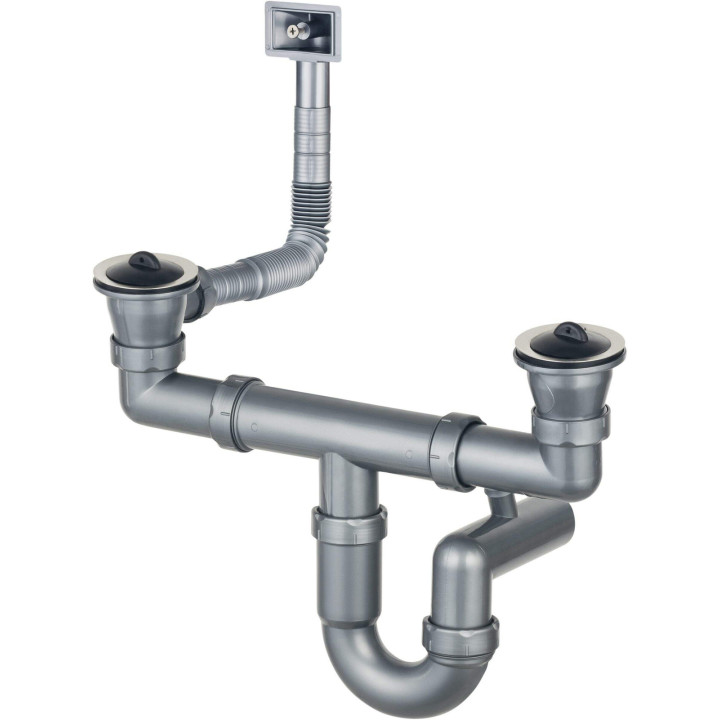 SYFON DO ZLEWOZMYWAKA STALOWEGO 2-KOMOROWY - ODPŁYW 2" STAL ZXY 9922