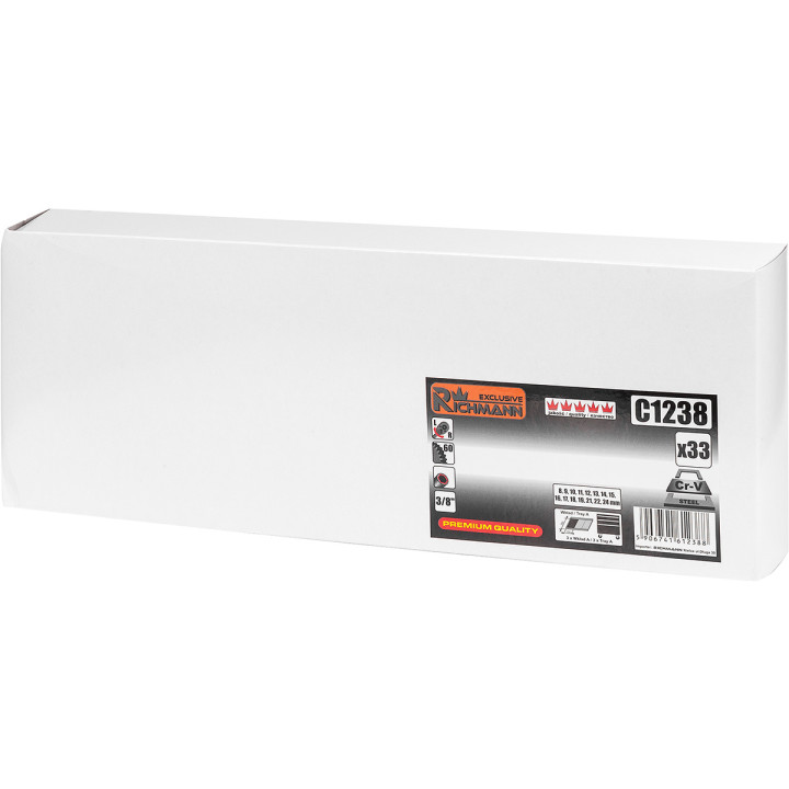 WKŁAD - ZESTAW NASADEK 3/8' 8-24 MM 33 ELEM. + (TACKA C1101 W ZESTAWIE)