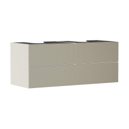 HG Xevolos E Szafka pod 2 szlifowane umywalki wpuszczane w blat/nablatowe z 4 szufladami 1370/550, Piaskowy Beż Matowy, Kolor fr
