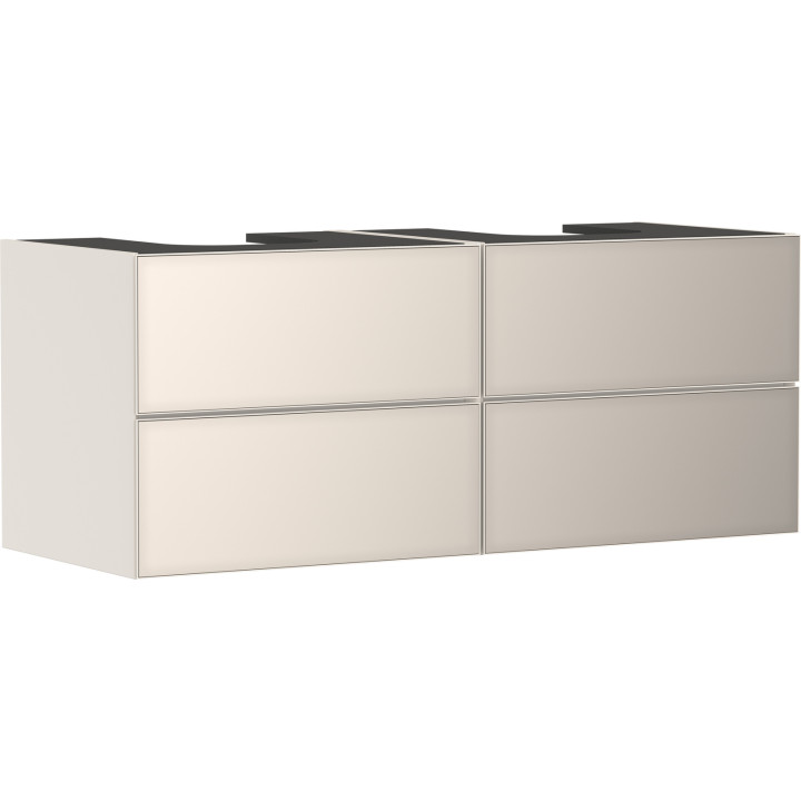HG Xevolos E Szafka pod 2 szlifowane umywalki wpuszczane w blat/nablatowe z 4 szufladami 1370/550, Piaskowy Beż Mat. Kolor front