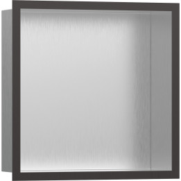 HG XtraStoris Individual Wnęka ścienna Stal Szlachetna Szczotkowana z ozdobną ramką 300/300/100, Czarny Chrom Szczotkowany