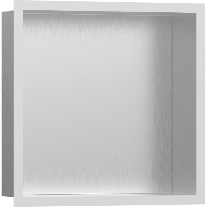 HG XtraStoris Individual Wnęka ścienna Stal Szlachetna Szczotkowana z ozdobną ramką 300/300/100, Biały Matowy