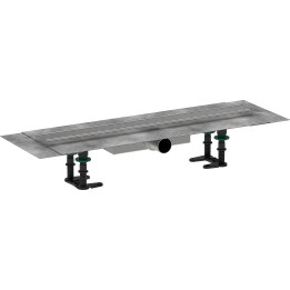 HG RainDrain Compact Kompletny odpływ liniowy 600, ruszt ozdobny, niski, Stal Szlachetna Szczotkowana
