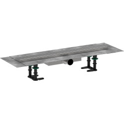 HG RainDrain Compact Kompletny odpływ liniowy 600, ruszt ozdobny, niski, Stal Szlachetna Szczotkowana