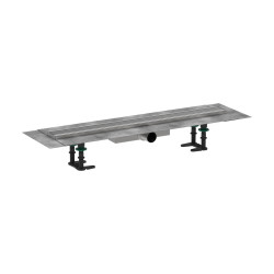 HG RainDrain Compact Kompletny odpływ liniowy 700, ruszt ozdobny, niski, Stal Szlachetna Szczotkowana