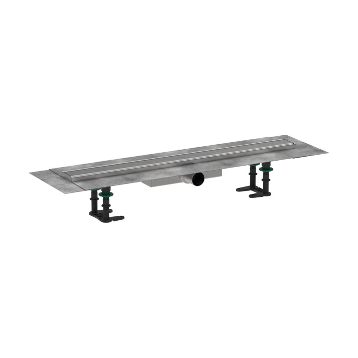 HG RainDrain Compact Kompletny odpływ liniowy 700, ruszt ozdobny, niski, Stal Szlachetna Szczotkowana
