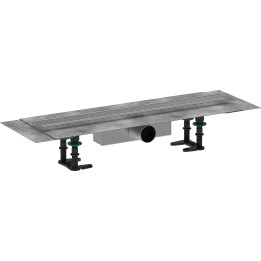 HG RainDrain Compact Kompletny odpływ liniowy 600, ruszt ozdobny, standardowy, Stal Szlachetna Szczotkowana