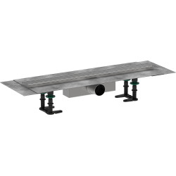 HG RainDrain Compact Kompletny odpływ liniowy 600, ruszt ozdobny, standardowy, Stal Szlachetna Szczotkowana