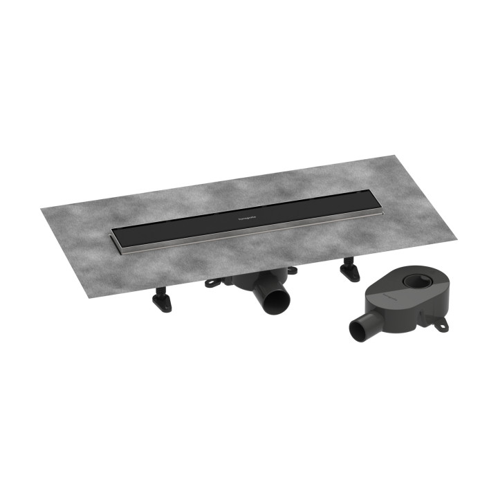 HG RainDrain Go Kompletny odpływ liniowy 500, ruszt ozdobny/do wyłożenia płytkami, standardowy/niski, Czarny Matowy