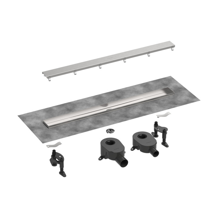 HG RainDrain Go Kompletny odpływ liniowy 500, ruszt ozdobny/do wyłożenia płytkami, standardowy/niski, Czarny Matowy