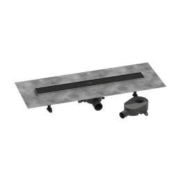 HG RainDrain Go Kompletny odpływ liniowy 700, ruszt ozdobny/do wyłożenia płytkami, standardowy/niski, Czarny Matowy