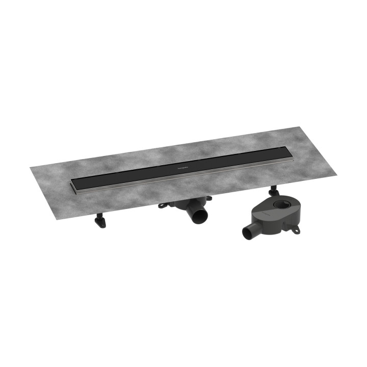 HG RainDrain Go Kompletny odpływ liniowy 700, ruszt ozdobny/do wyłożenia płytkami, standardowy/niski, Czarny Matowy