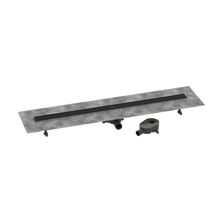 HG RainDrain Go Kompletny odpływ liniowy 1200, ruszt ozdobny/do wyłożenia płytkami, standardowy/niski, Czarny Matowy