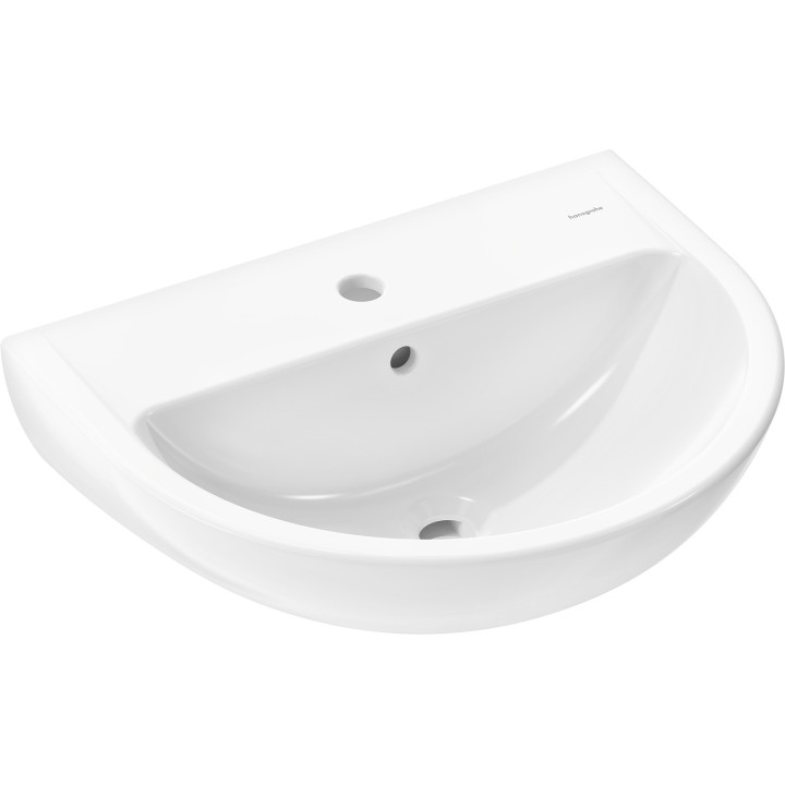 HG GladeLake S Umywalka wisząca 550/450 z otworem na baterię, z przelewem, Biały