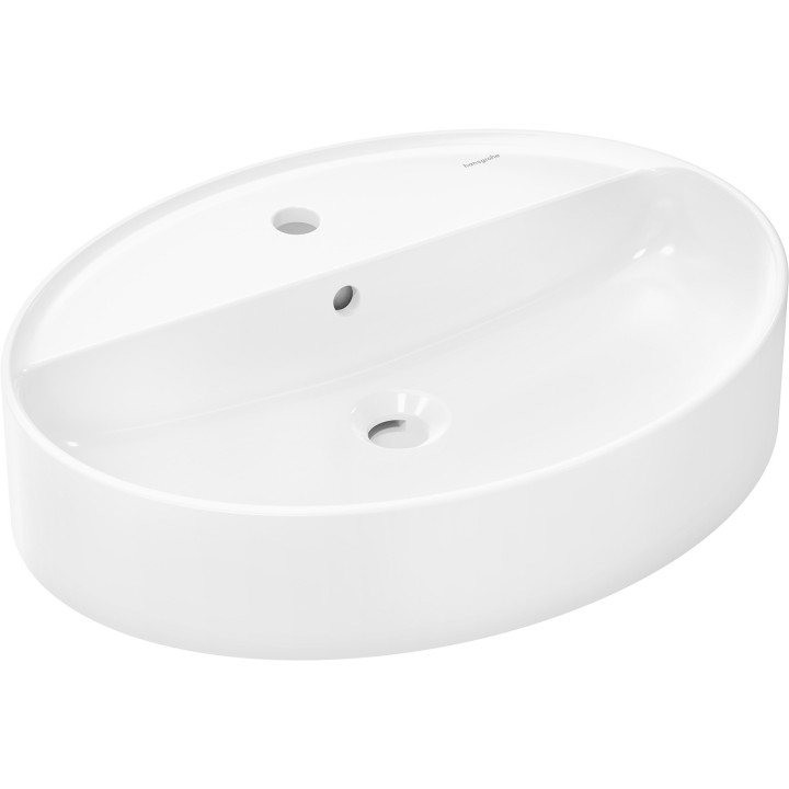 HG Xuniva D Umywalka nablatowa 600/450 z otworem na baterię, z przelewem, Biały