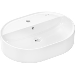 HG Xuniva U Umywalka nablatowa 600/450 z otworem na baterię, z przelewem, Biały