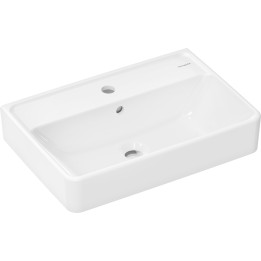 HG Xanuia Q Umywalka wisząca Compact 550/370 z otworem na baterię, z przelewem, Biały