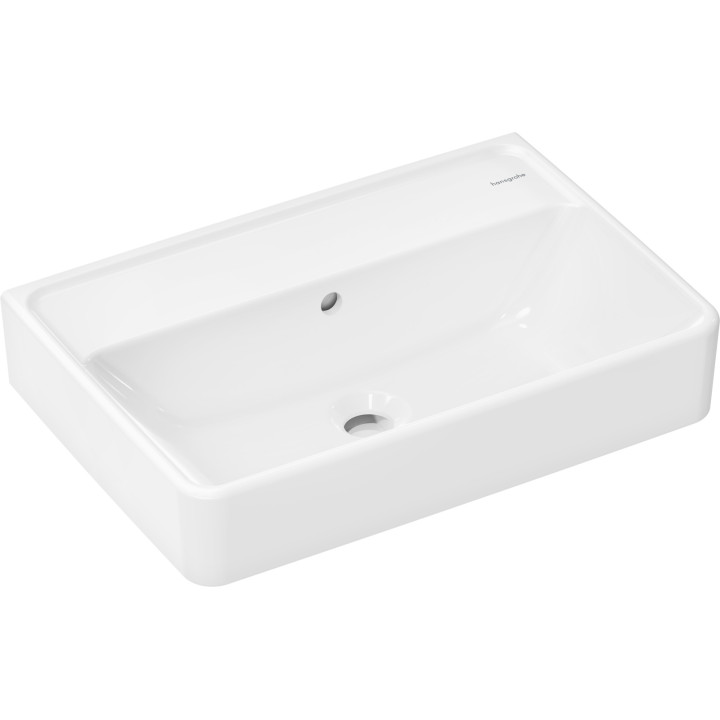 HG Xanuia Q Umywalka wisząca Compact 550/370 bez otworu na baterię, z przelewem, Biały