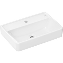 HG Xanuia Q Umywalka wisząca Compact 550/370 z otworem na baterię, bez przelewu, Biały