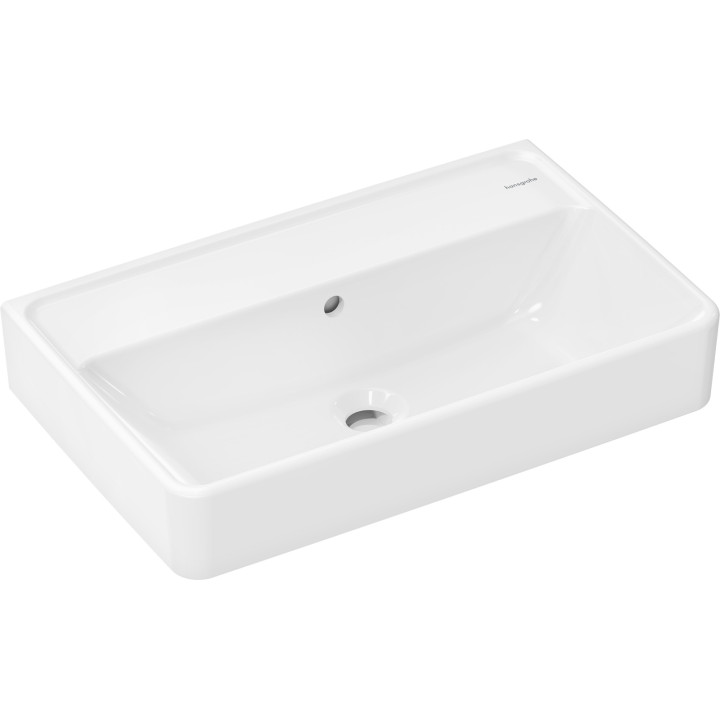 HG Xanuia Q Umywalka wisząca Compact 600/370 bez otworu na baterię, z przelewem, Biały
