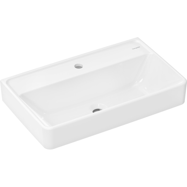 HG Xanuia Q Umywalka wisząca Compact 650/390 z otworem na baterię, bez przelewu, Biały
