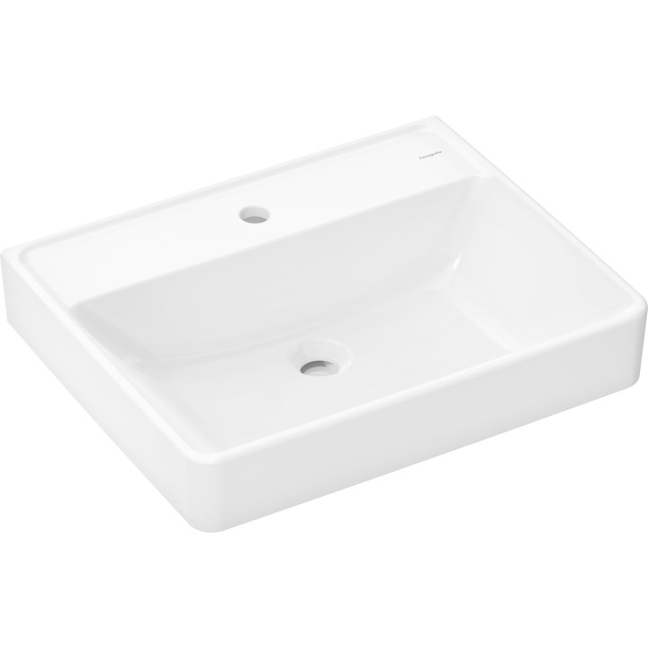HG Xanuia Q Umywalka wisząca 600/480 z otworem na baterię, bez przelewu, Biały