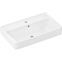 HG Xanuia Q Umywalka wisząca Compact 650/390 z otworem na baterię, z przelewem, Biały