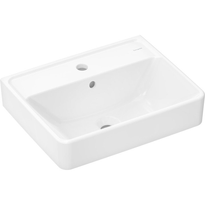 HG Xanuia Q Mała umywalka wisząca 500/390 z otworem na baterię, z przelewem, SmartClean, Biały