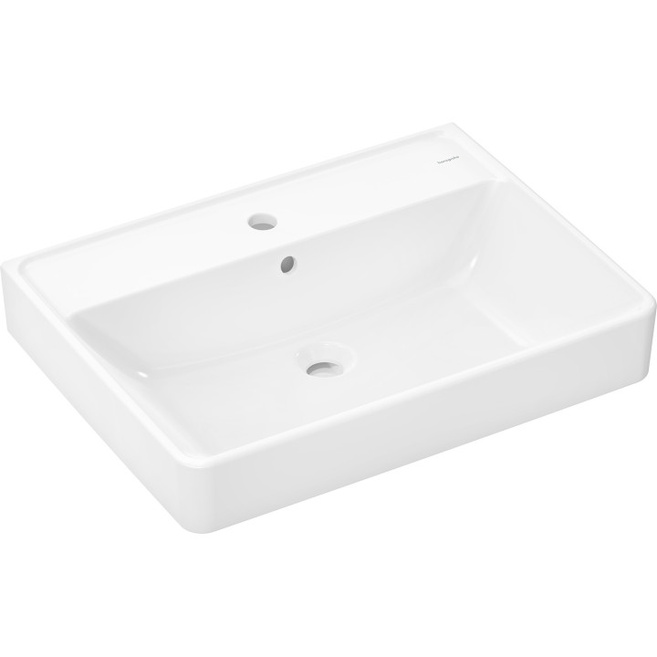 HG Xanuia Q Umywalka wisząca 650/480 z otworem na baterię, z przelewem, SmartClean, Biały