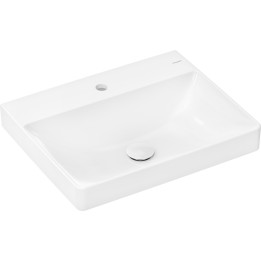 HG Xelu Q Umywalka wpuszczana w blat 600/480, szlifowana z otworem na baterię, bez przelewu, SmartClean, Biały