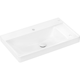 HG Xelu Q Umywalka wisząca z półką po prawej stronie 800/480 z 2 otworami na baterie, bez przelewu, SmartClean, Biały