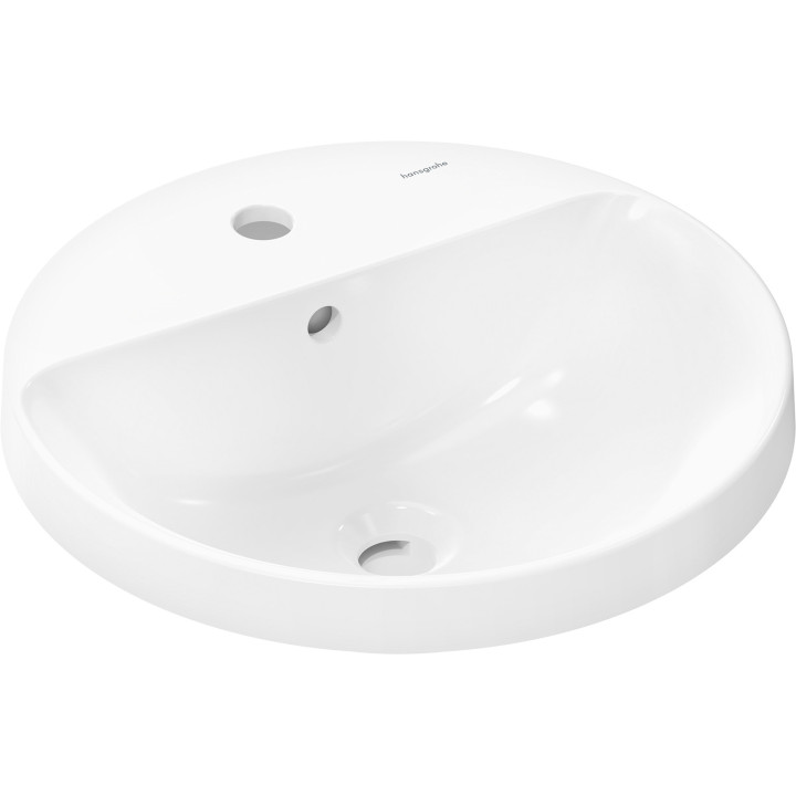 HG Xuniva S Umywalka wpuszczana w blat 450/450 z otworem na baterię, z przelewem, SmartClean, Biały