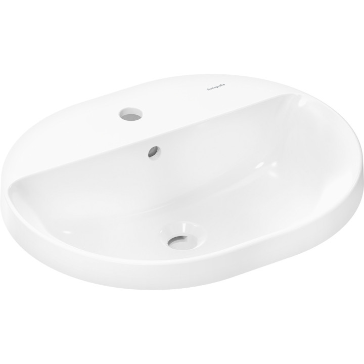 HG Xuniva U Umywalka wpuszczana w blat 550/450 z otworem na baterię, z przelewem, SmartClean, Biały