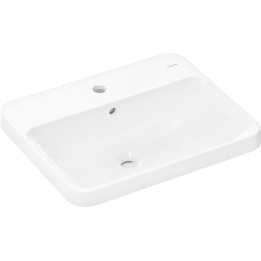 HG Xuniva Q Umywalka wpuszczana w blat 550/450 z otworem na baterię, z przelewem, SmartClean, Biały