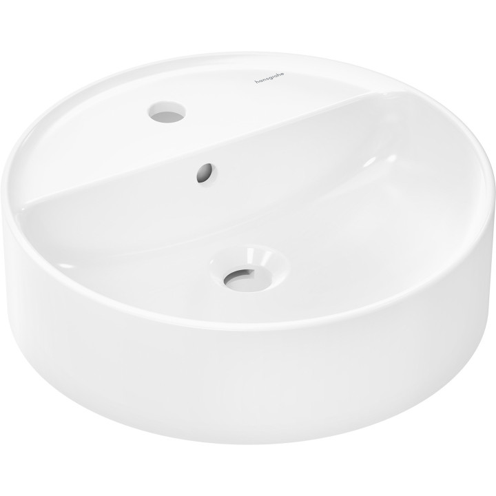 HG Xuniva S Umywalka nablatowa 450/450 z otworem na baterię, z przelewem, SmartClean, Biały