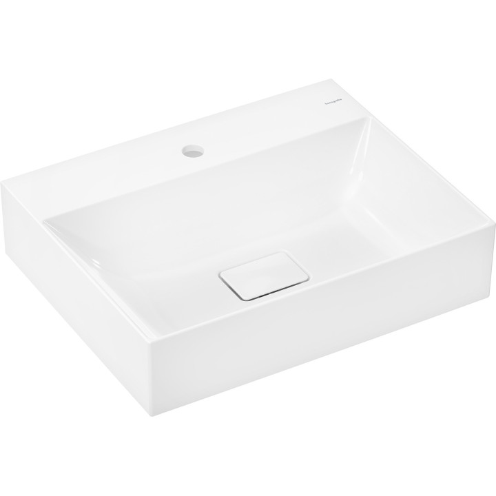 HG Xevolos E Umywalka wisząca 600/480 z otworem na baterię, bez przelewu, SmartClean, Biały