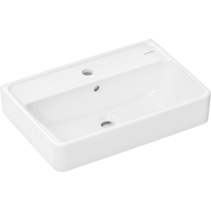 HG Xanuia Q Umywalka wisząca Compact 550/370 z otworem na baterię, z przelewem, SmartClean, Biały
