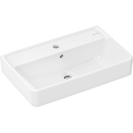 HG Xanuia Q Umywalka wisząca Compact 600/370 z otworem na baterię, z przelewem, SmartClean, Biały