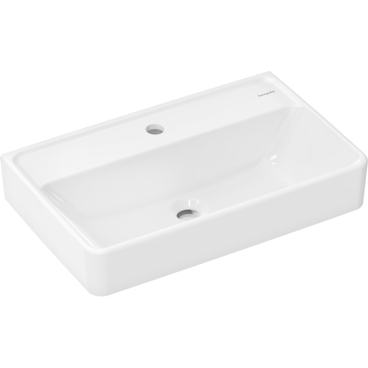 HG Xanuia Q Umywalka wisząca Compact 600/370 z otworem na baterię, bez przelewu, SmartClean, Biały