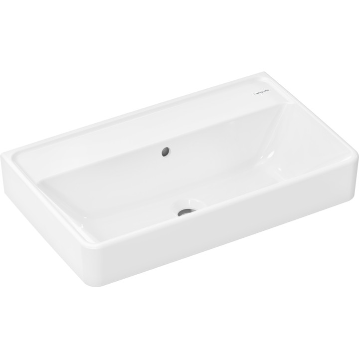 HG Xanuia Q Umywalka wisząca Compact 650/390 bez otworu na baterię, z przelewem, SmartClean, Biały