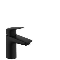 Hansgrohe Logis Jednouchwytowa bateria umywalkowa 100 z metalowym kompletem odpływowym z cięgłem, Czarny Matowy