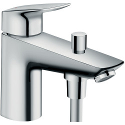 Hansgrohe Logis Jednouchwytowa bateria wannowa Monotrou z 2 zakresami przepływu i przełącznikiem ciśnieniowym, Chrom