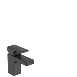 HG Vernis Shape Jednouchwytowa bateria umywalkowa 70 z odizolowanym kanałem wody i kompletem odpływowym z cięgłem, Czarny Matowy